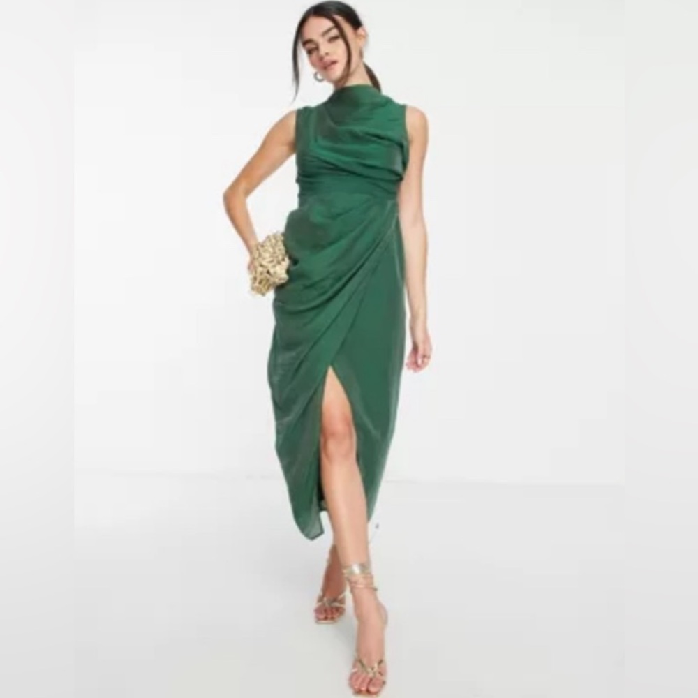 ASOS FOREST GREEN MIDI DRESS